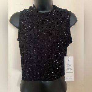 Love Poem Black Textured Crop Top